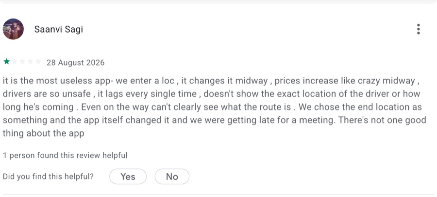 Rapido Google Play review: locations change midway, prices jump and drivers feel unsafe
