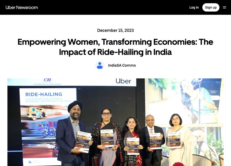 Screenshot of the source: Empowering women, transforming economies: the impact of ride-hailing in India